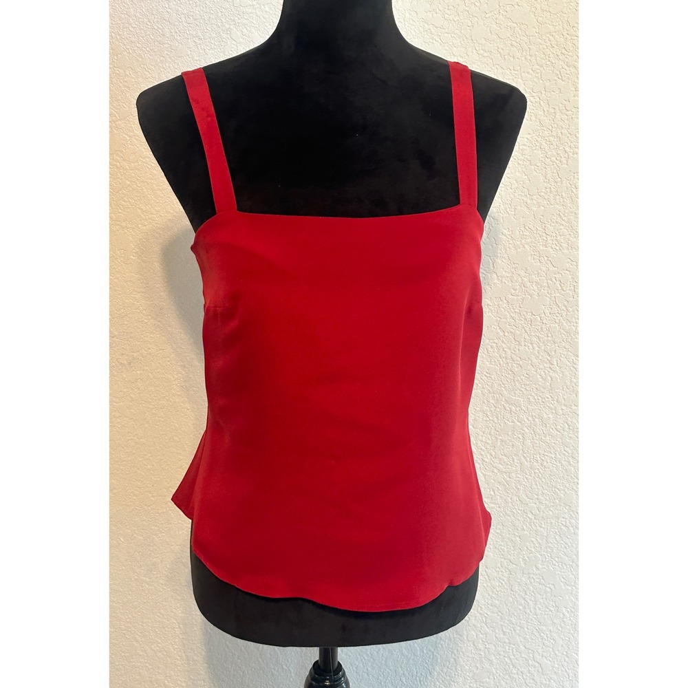 Patrick Christopher Red 100% Silk Camisole Square Neck Tank‎ Top 4P Coquette